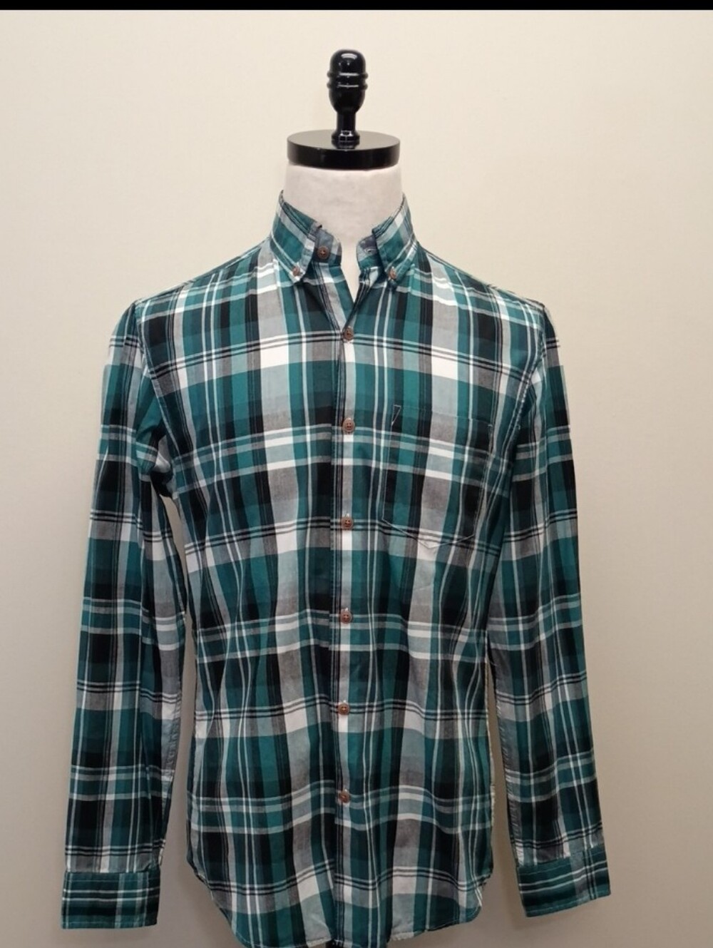 J.Crew Teal Plaid Button Down Shirt Size Small